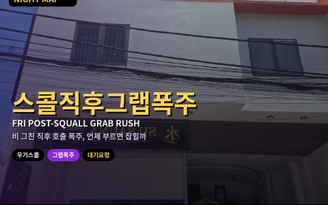 다낭 우기 금요 스콜 직후 그랩 폭주 — 호출 급증 시간 피하는 대기 요령
